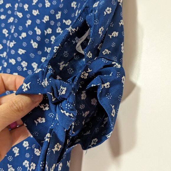 Faithfull the Brand Floral Lucy Wrap Top Blue White Size XS - Picture 8 of 8